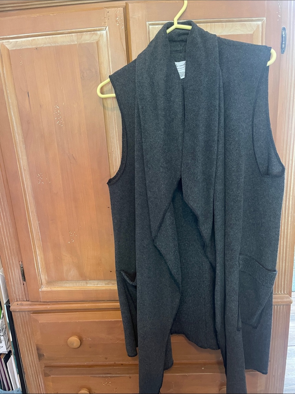 Linda Anderson Dark Charcoal Sleeveless Long Fleece Vest